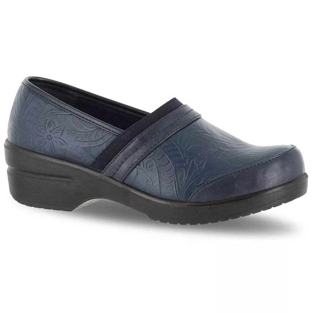 NWOB Blue Embossed Clogs EASY STREET 11 M